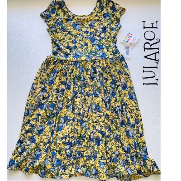 LuLaRoe Other - LULAROE dot dot smile yellow floral dress size 7